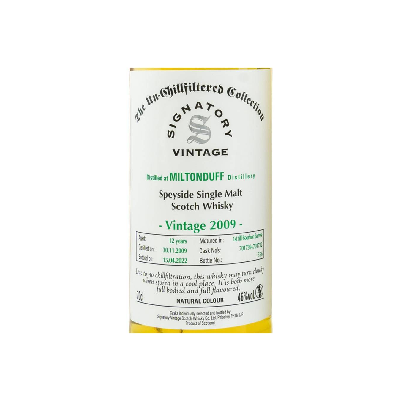 Miltonduff The Un-Chillfiltered Collection 2009 12 Years Single Malt Whisky 2
