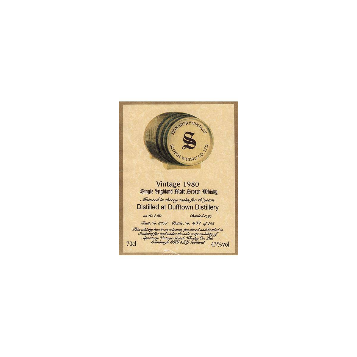 Dufftown Vintage Collection 1980 16 Years Single Malt Whisky