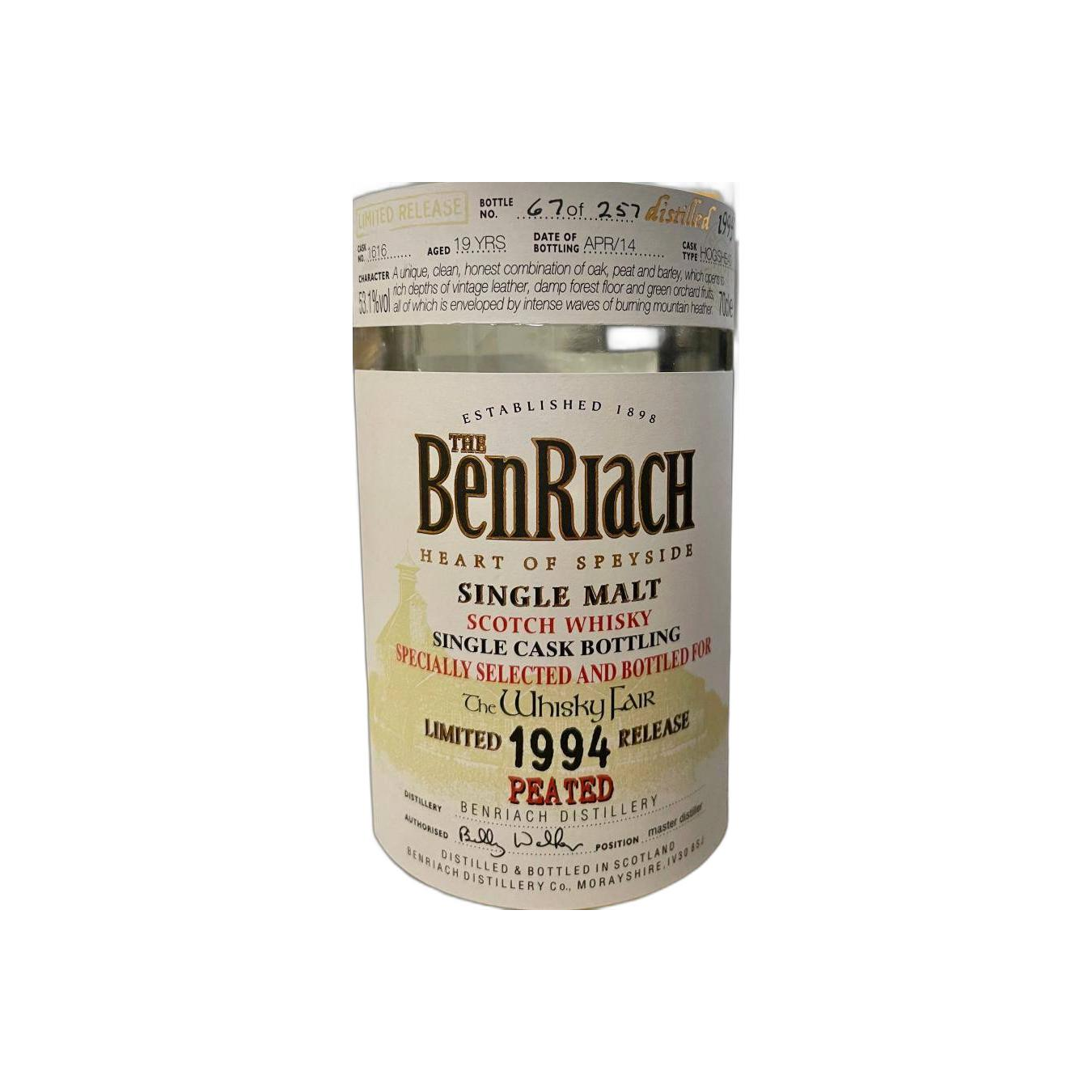BenRiach 1994 19 Years Single Malt Whisky