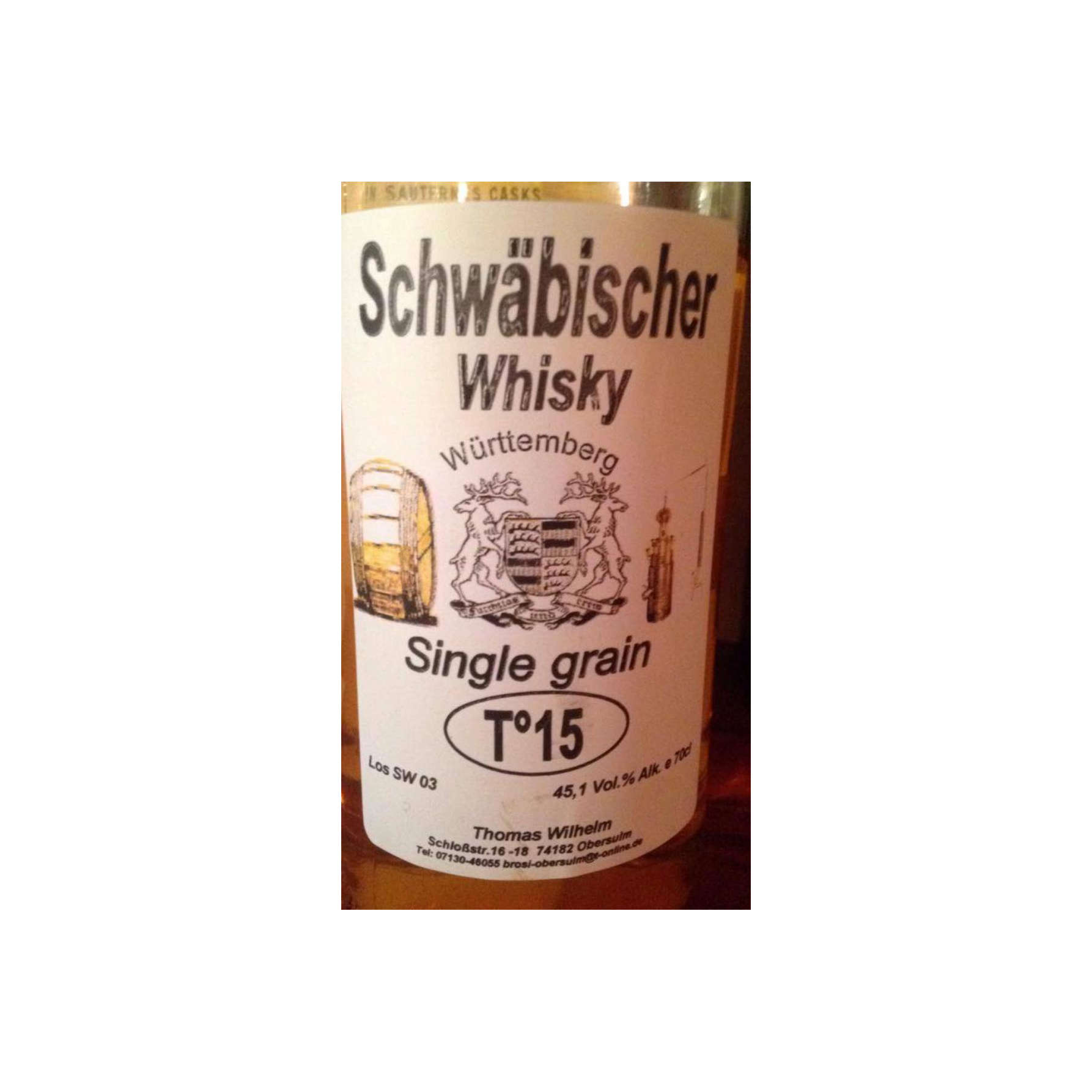 Schwäbischer Whisky Single Grain T°15