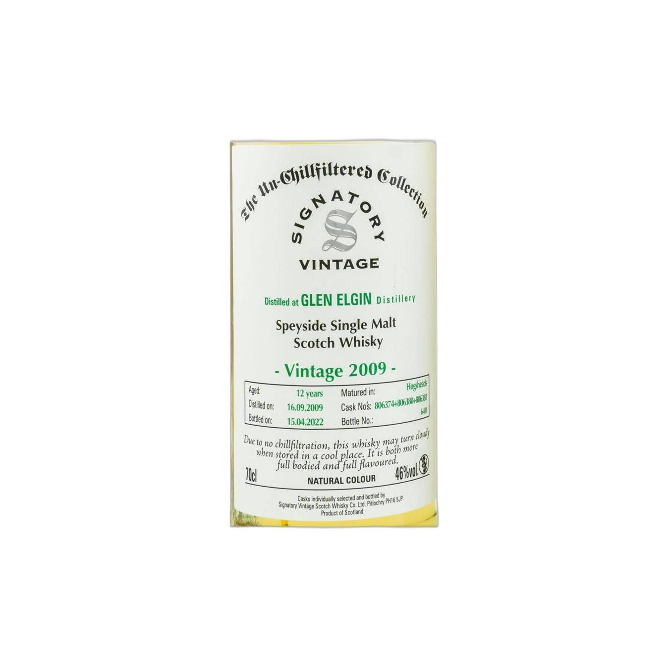 Glen Elgin The Un-Chillfiltered Collection 2009 12 Years Single Malt Whisky 2