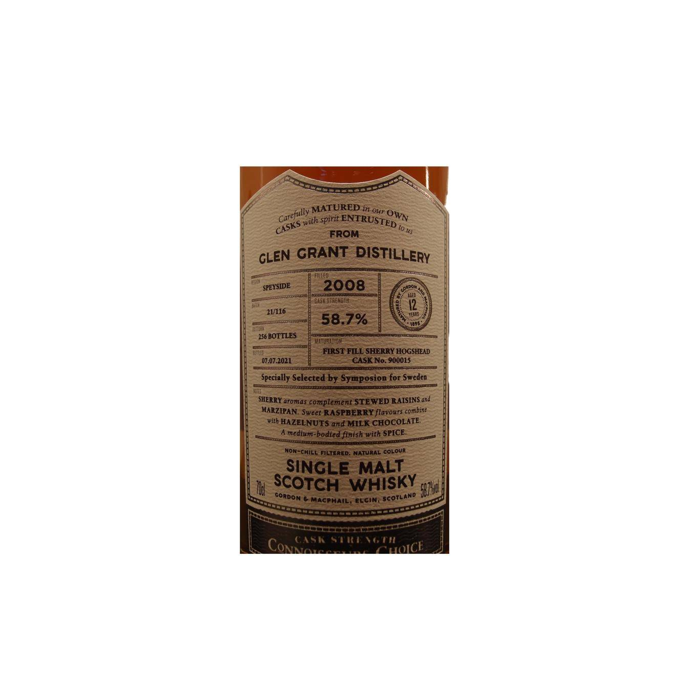 Glen Grant Connoisseurs Choice - Cask Strength 2008 12 Years Single Malt Whisky 2
