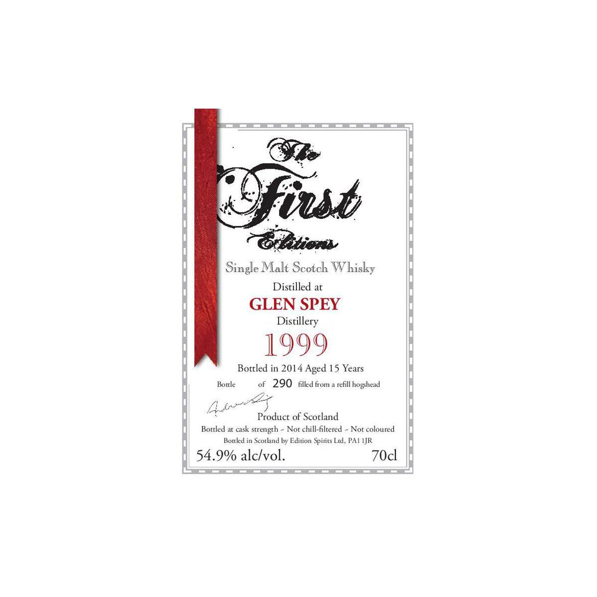 Glen Spey The First Editions 1999 15 Years Single Malt Whisky 2