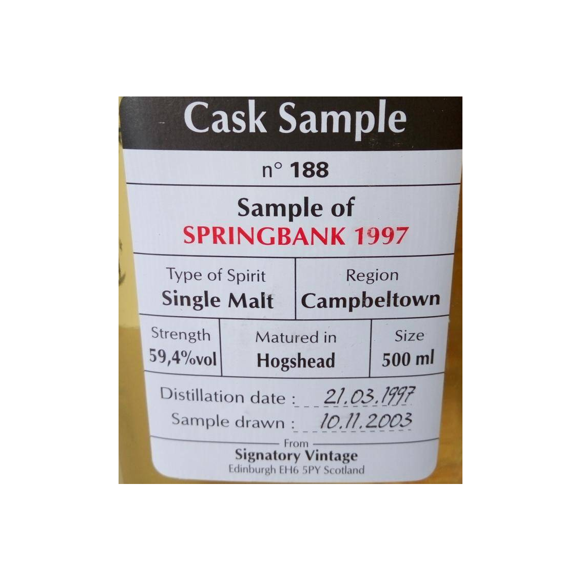 Springbank 1997 6 Years Single Malt Whisky