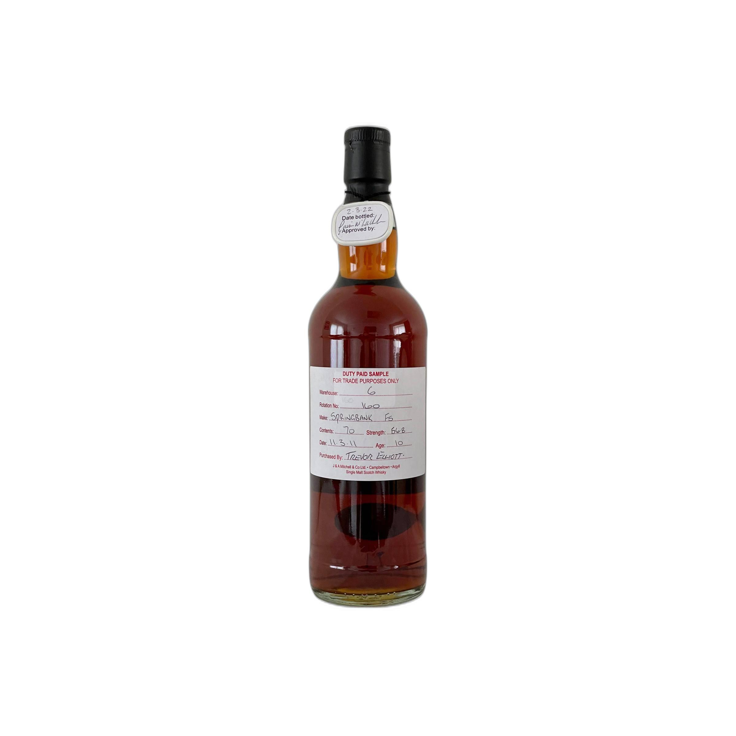 Springbank Duty Paid Sample - For Trade Purposes Only 2011 10 Years Single Malt Whisky