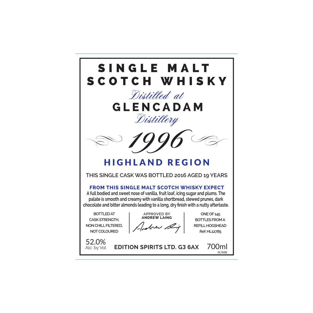 Glencadam The First Editions 1996 19 Years Single Malt Whisky 2