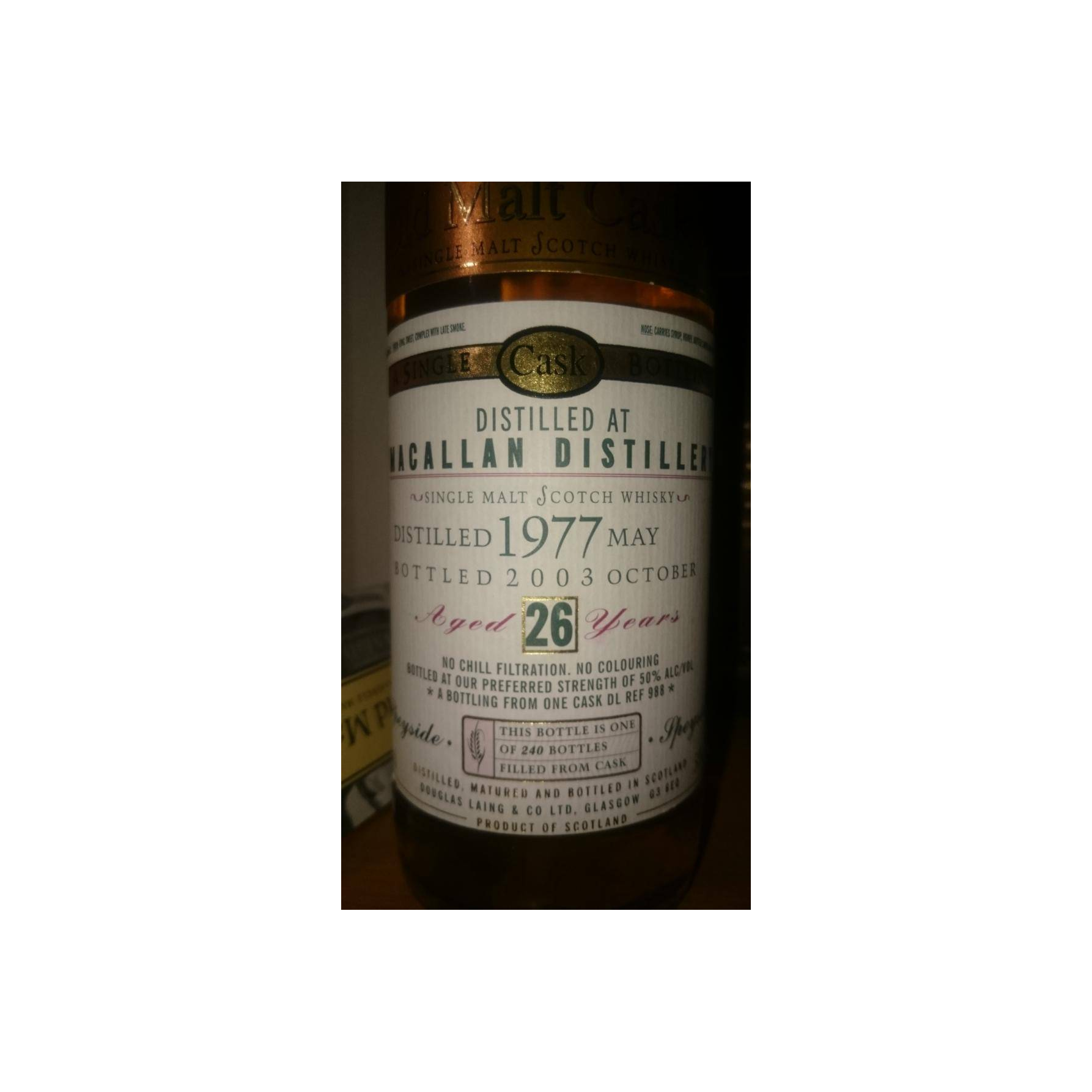 The Macallan Old Malt Cask 1977 26 Years Single Malt Whisky