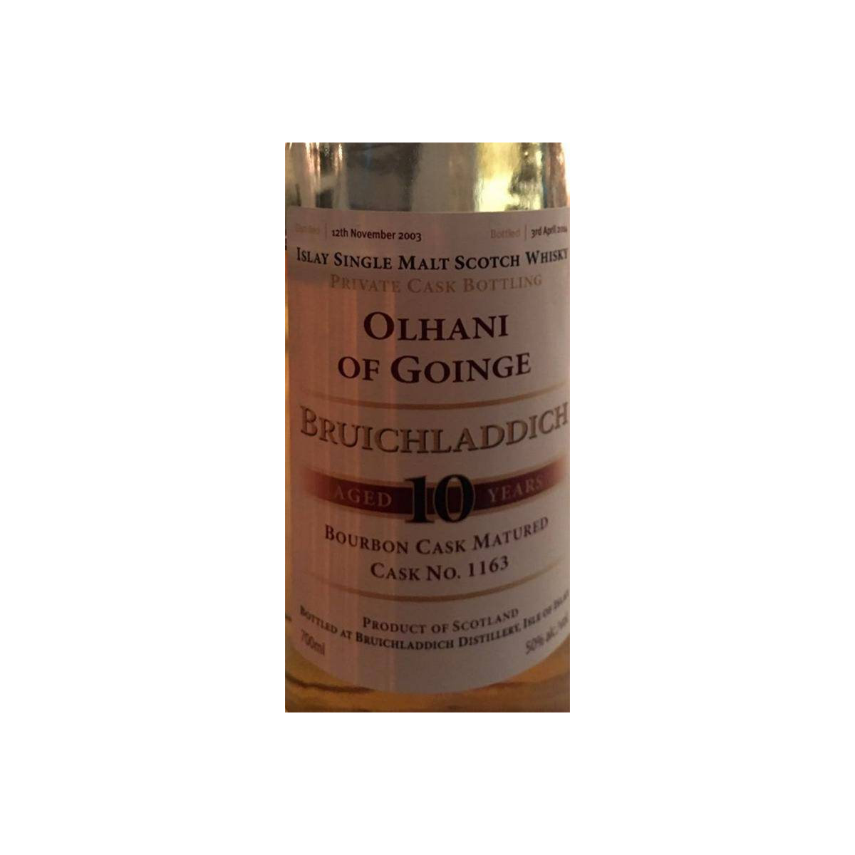 Bruichladdich 2003 10 Years Single Malt Whisky