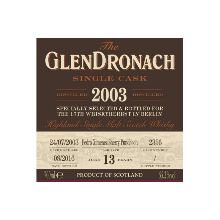 GlenDronach Single Cask 2003 13 Years Single Malt Whisky