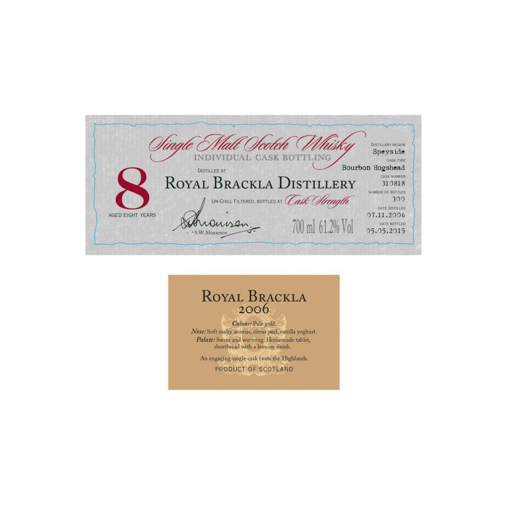 Royal Brackla Individual Cask Bottling 2006 8 Years Single Malt Whisky