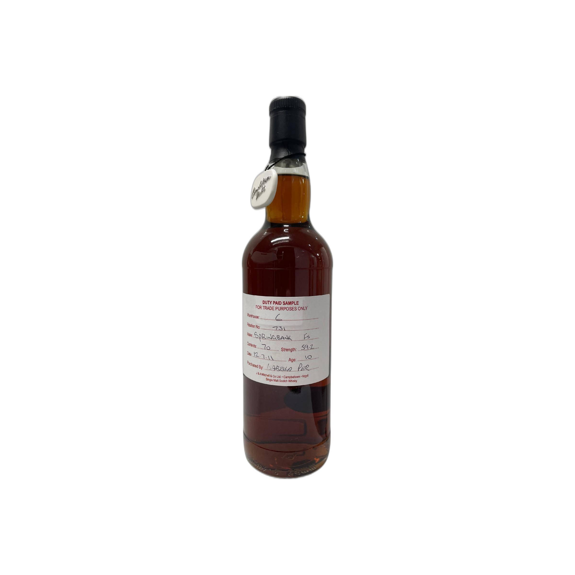 Springbank Duty Paid Sample - For Trade Purposes Only 2011 10 Years Single Malt Whisky