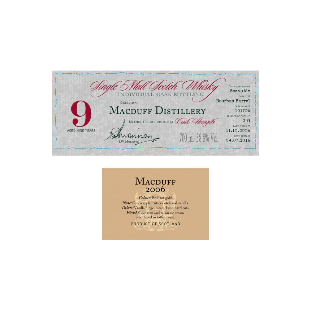 Macduff Individual Cask Bottling 2006 9 Years Single Malt Whisky 2
