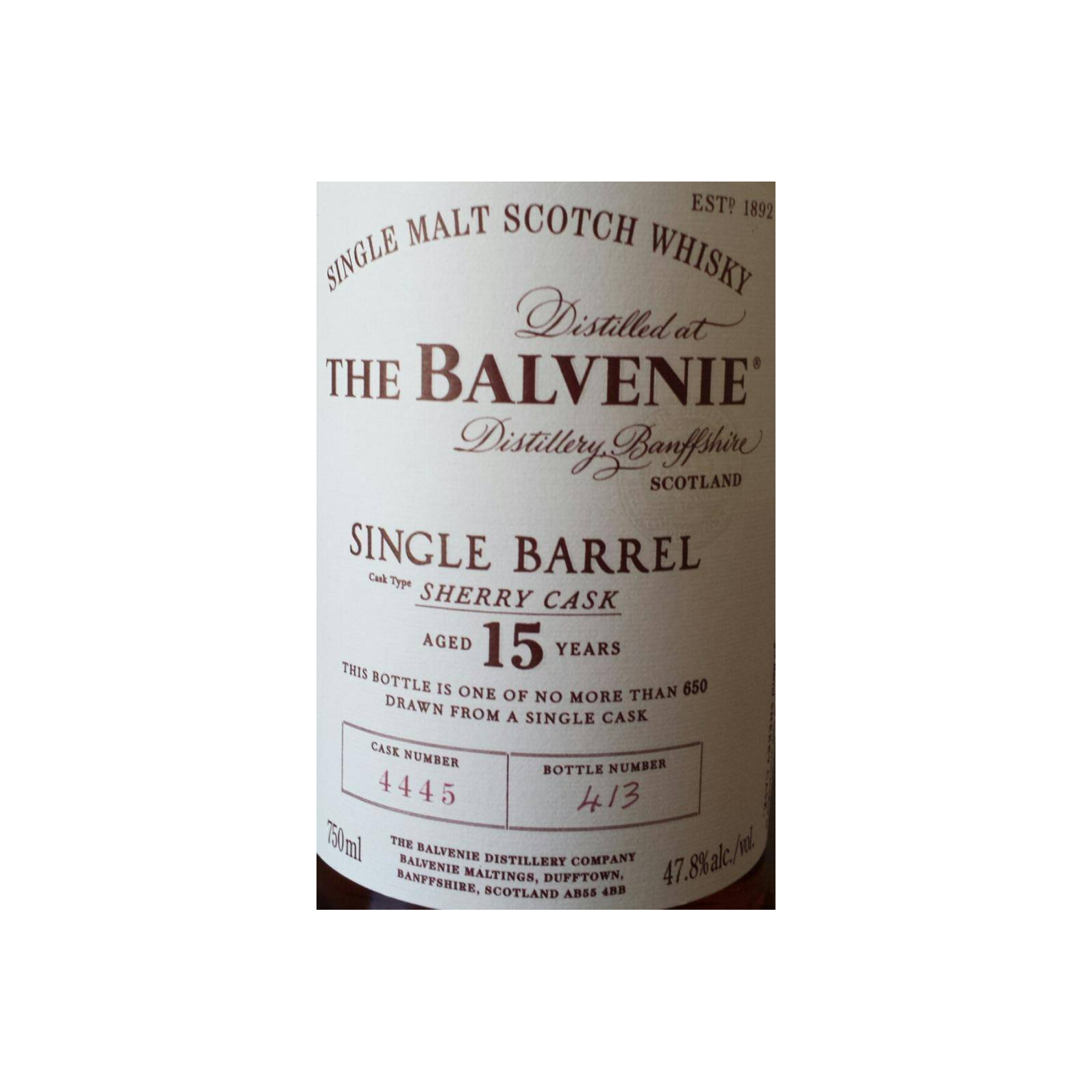 The Balvenie Single Cask 15 Years Single Malt Whisky