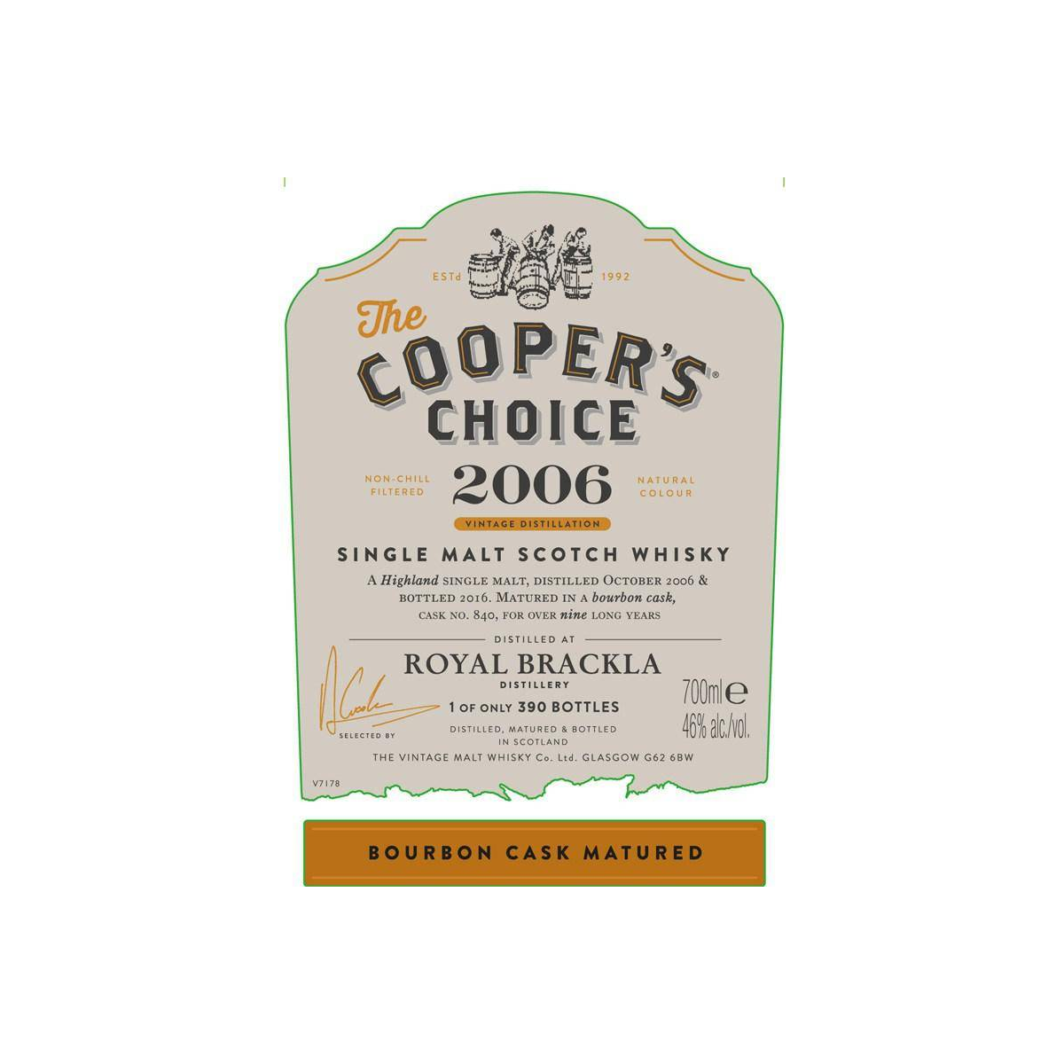 Royal Brackla The Cooper's Choice 2006 9 Years Single Malt Whisky 2