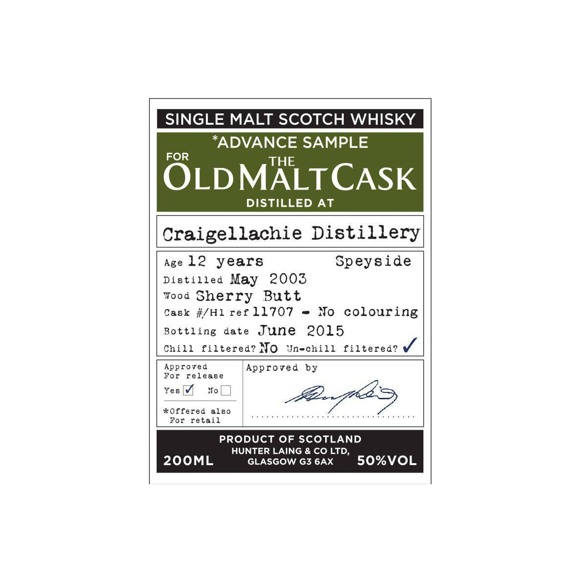 Craigellachie 2003 12 Years Single Malt Whisky