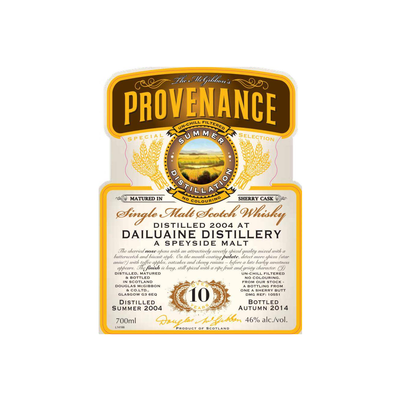 Dailuaine McGibbon's Provenance 2004 10 Years Single Malt Whisky 2