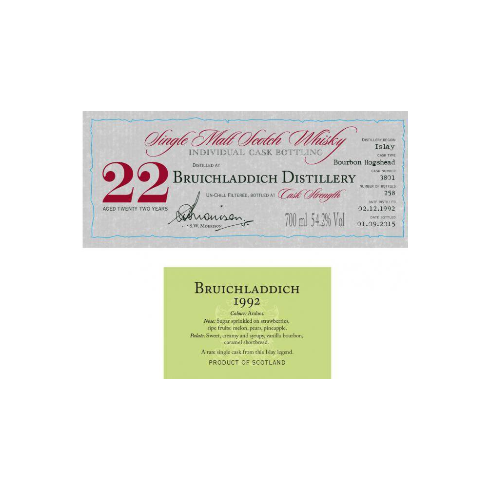 Bruichladdich Individual Cask Bottling 1992 22 Years Single Malt Whisky 2