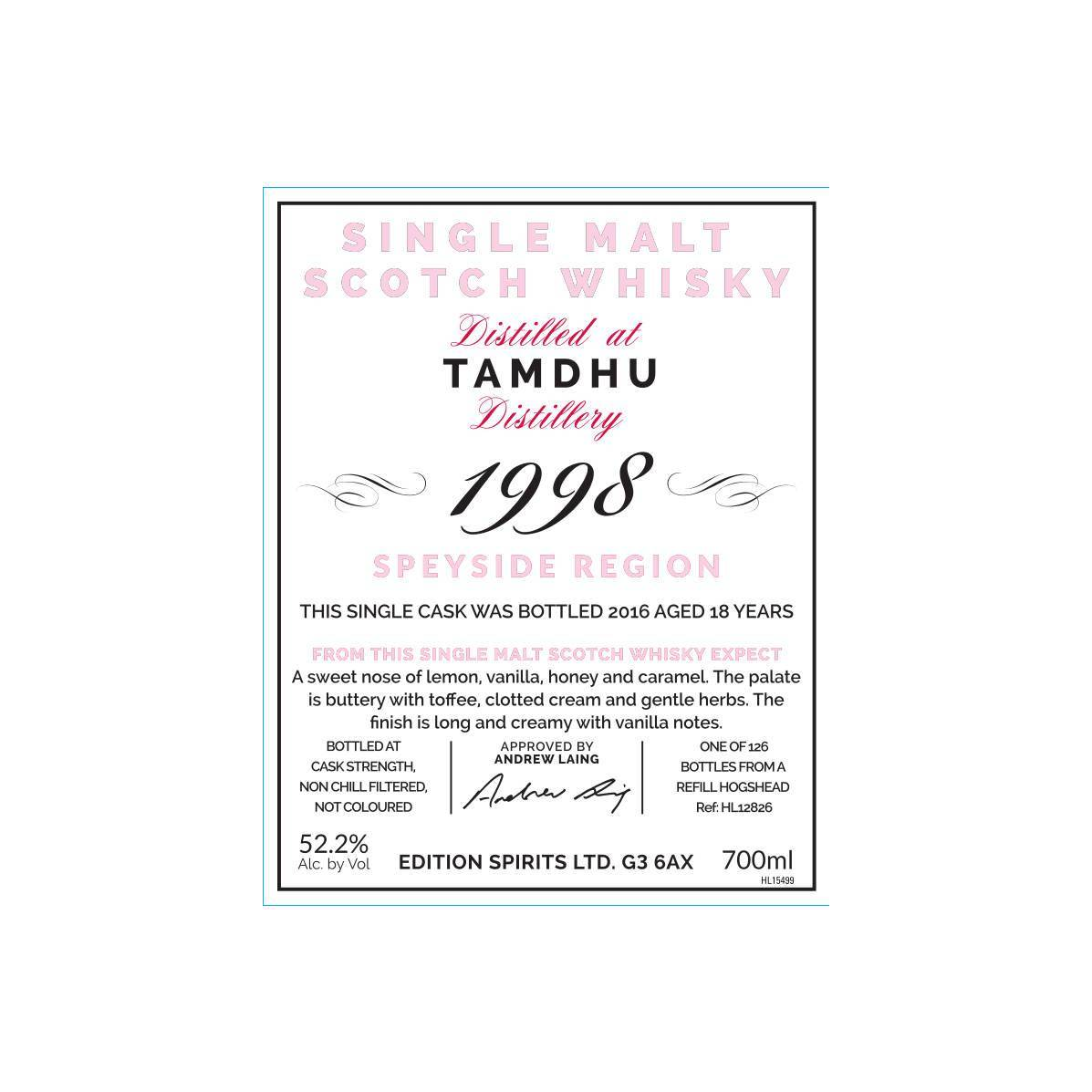 Tamdhu The First Editions 1998 18 Years Single Malt Whisky