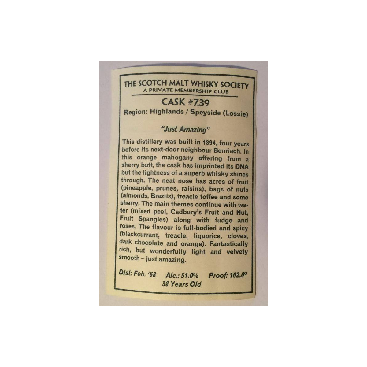 The Scotch Malt Whisky Society 1968 38 Years Single Malt Whisky 2