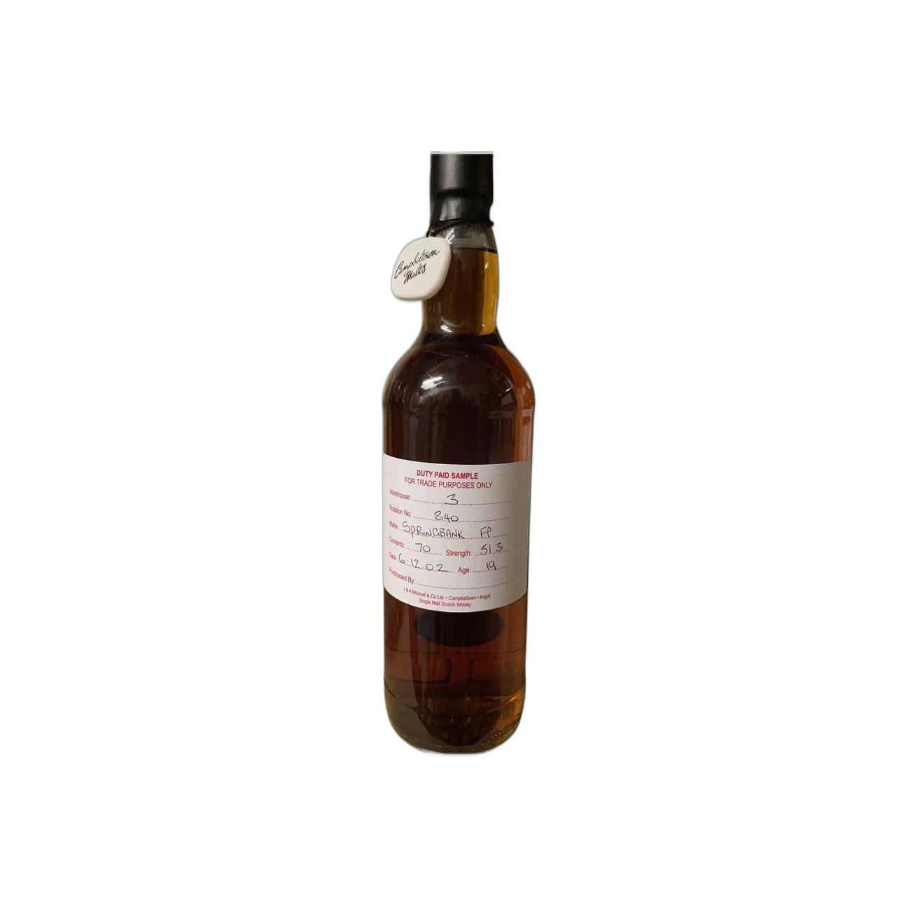 Springbank Duty Paid Sample - For Trade Purposes Only 2002 19 Years Single Malt Whisky