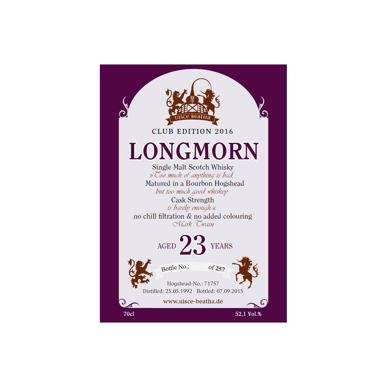 Longmorn 1992 23 Years Single Malt Whisky 2