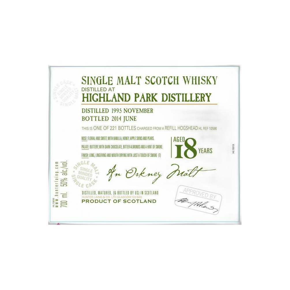 Highland Park Old Malt Cask 1995 18 Years Single Malt Whisky