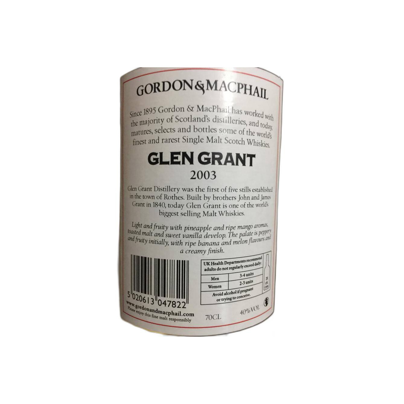 Glen Grant Licensed Bottling 2003 11 Years Single Malt Whisky 2
