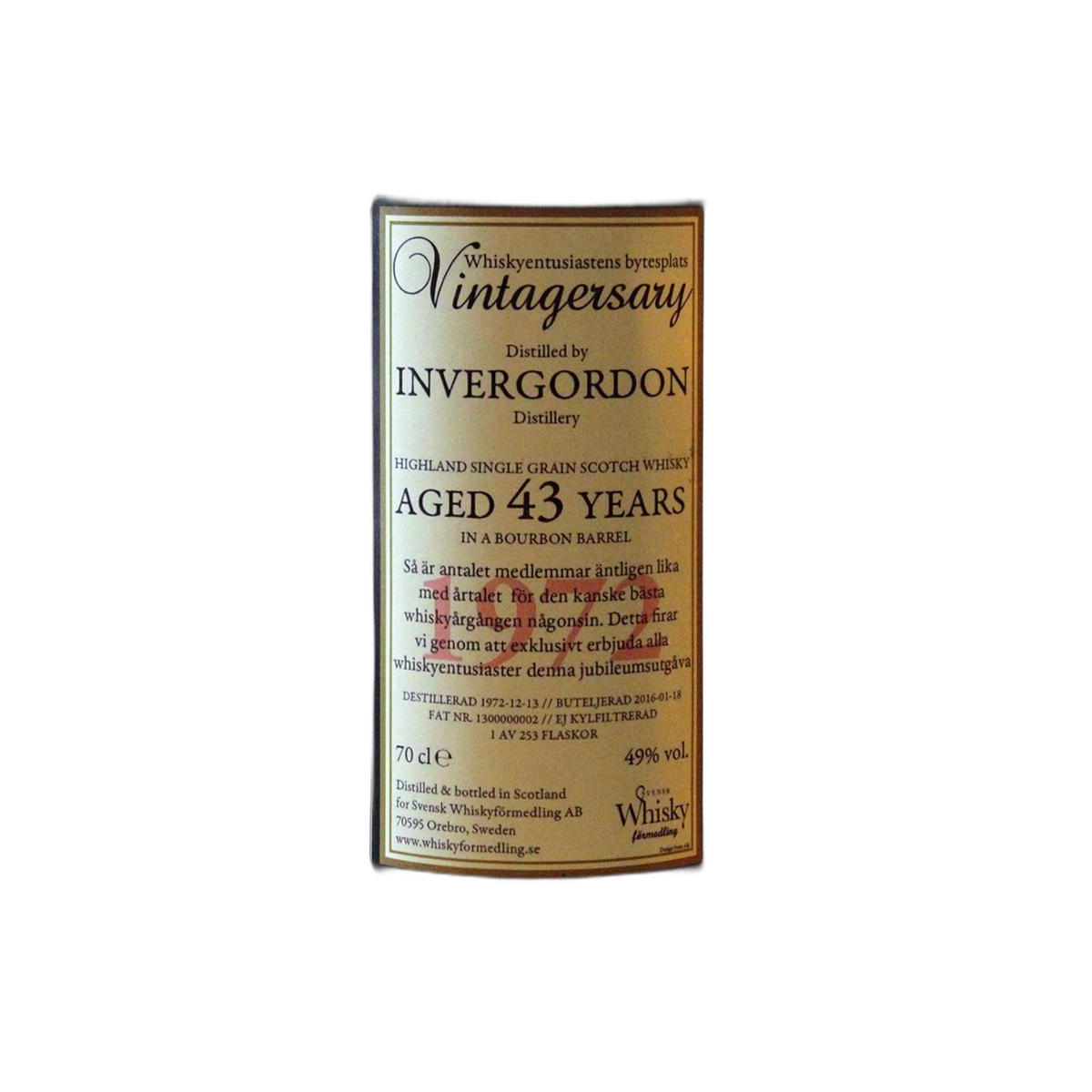 Invergordon 1972 43 Years Single Grain Whisky