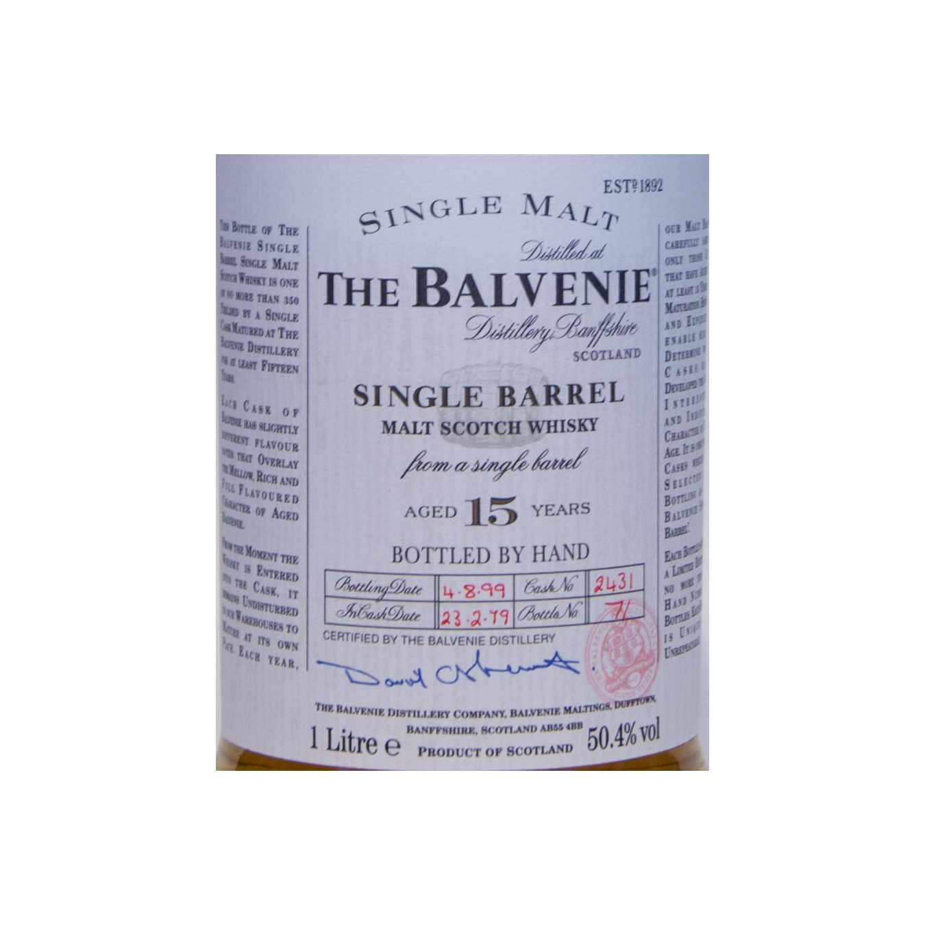 The Balvenie Single Cask 1979 15 Years Single Malt Whisky