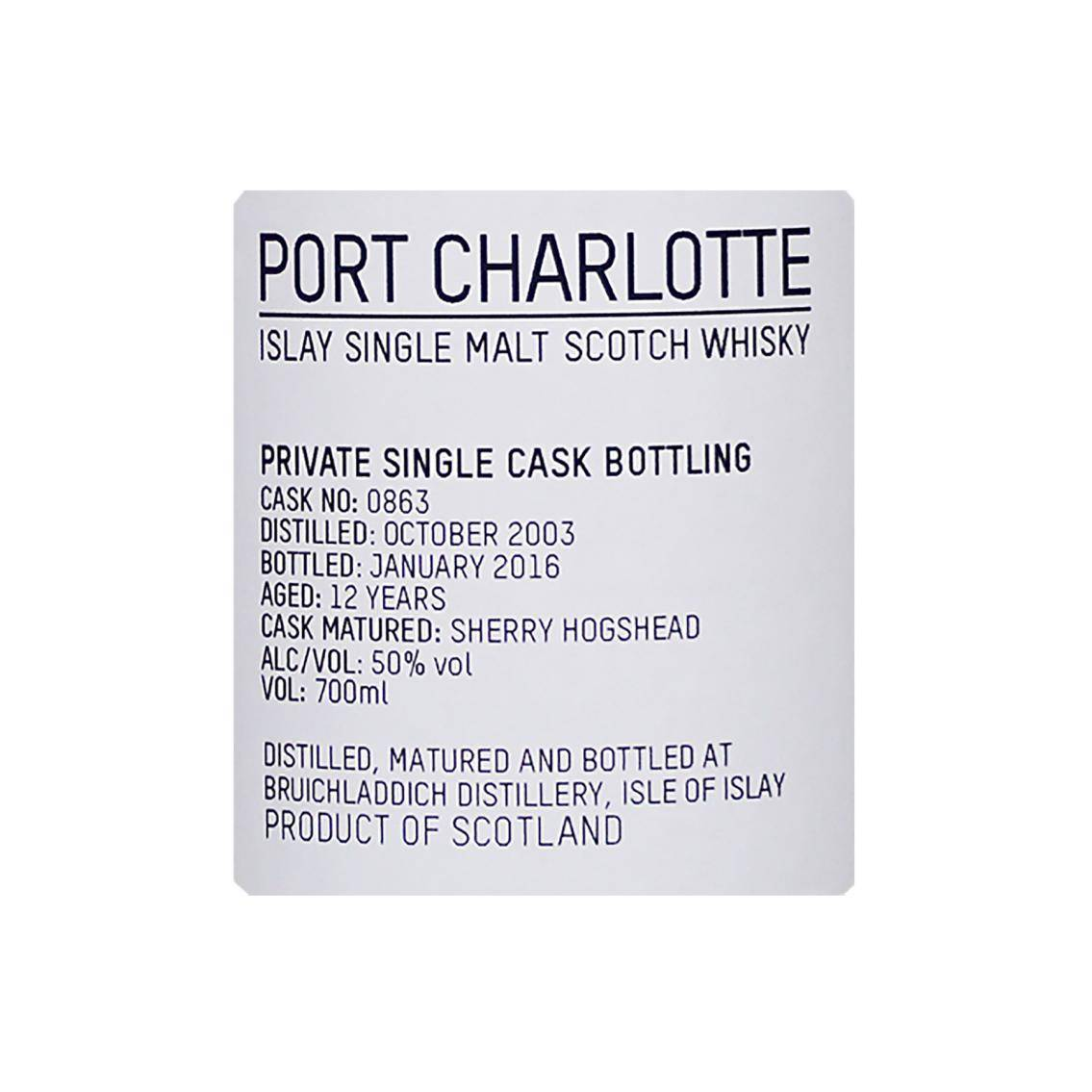 Port Charlotte 2003 12 Years Single Malt Whisky 3