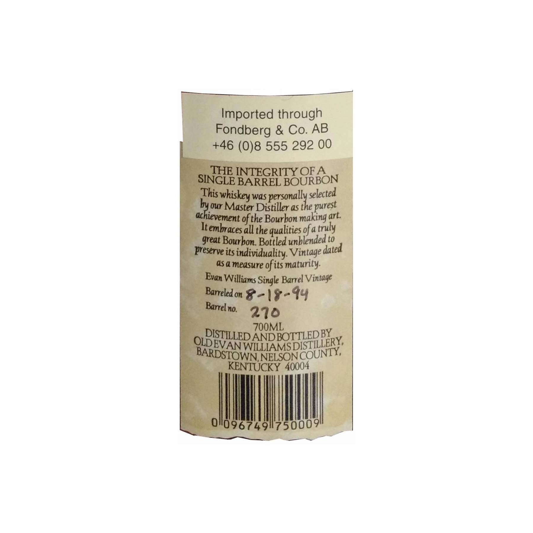 Evan Williams 1994 Bourbon Whisky 2