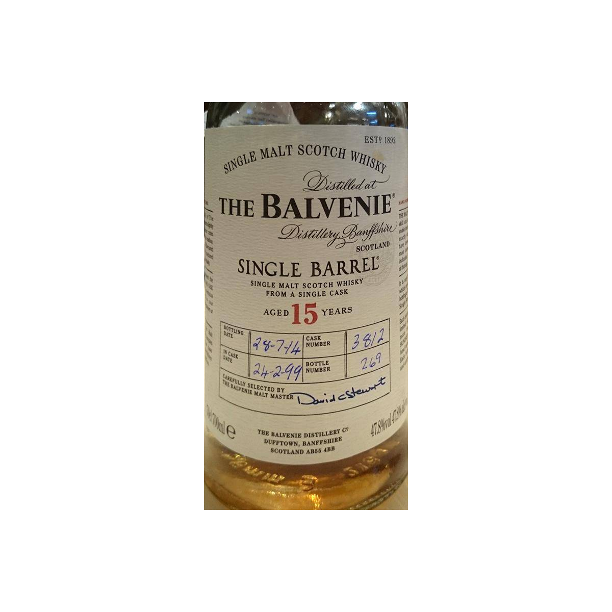 The Balvenie Single Cask 1999 15 Years Single Malt Whisky
