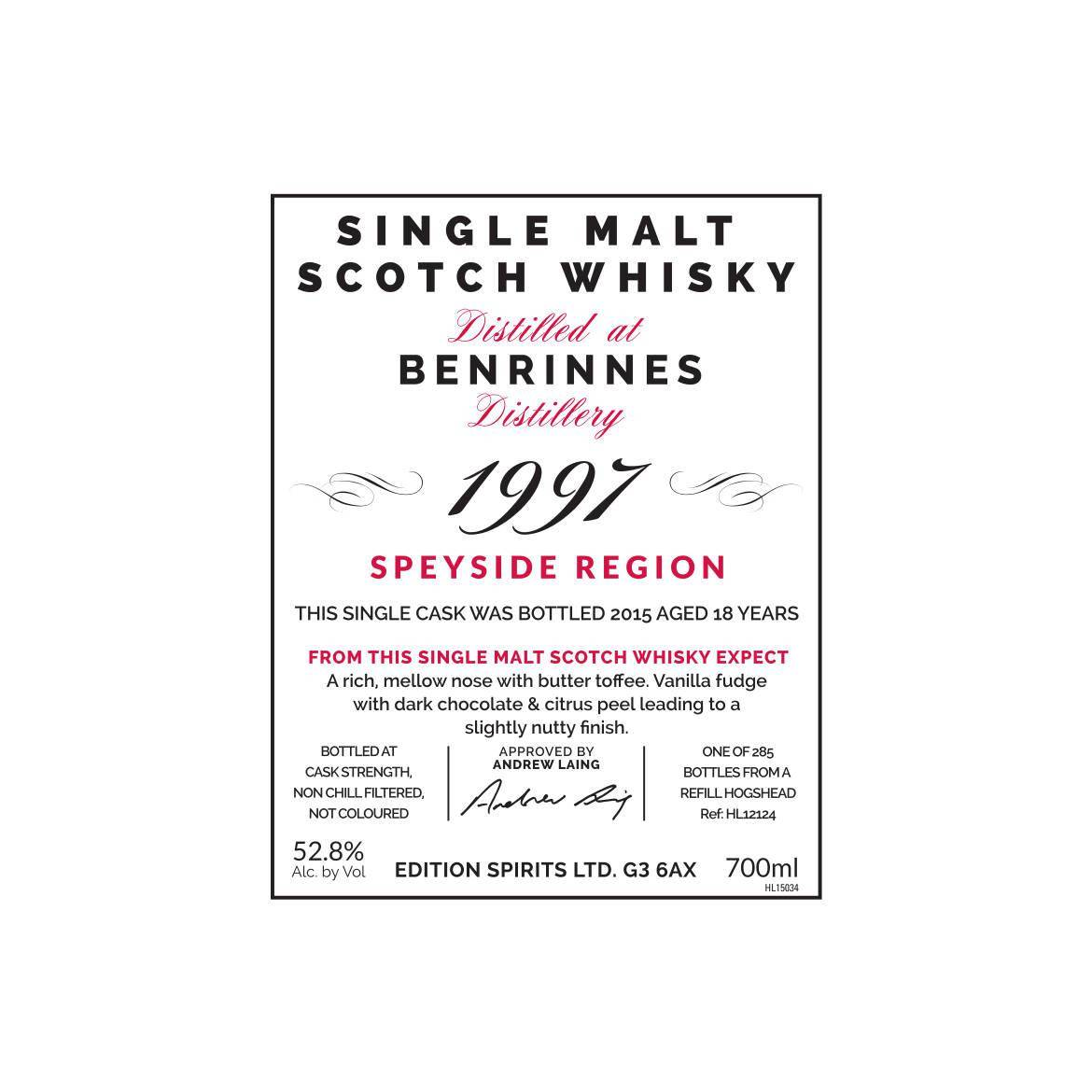 Benrinnes The First Editions 1997 18 Years Single Malt Whisky 2
