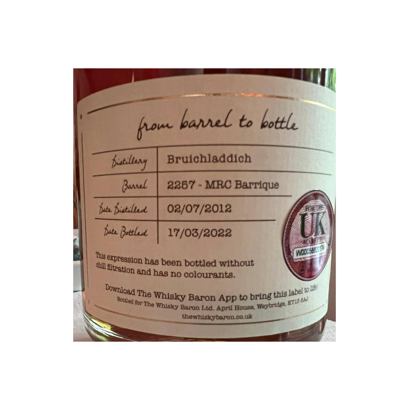 Bruichladdich 2012 9 Years Single Malt Whisky 2