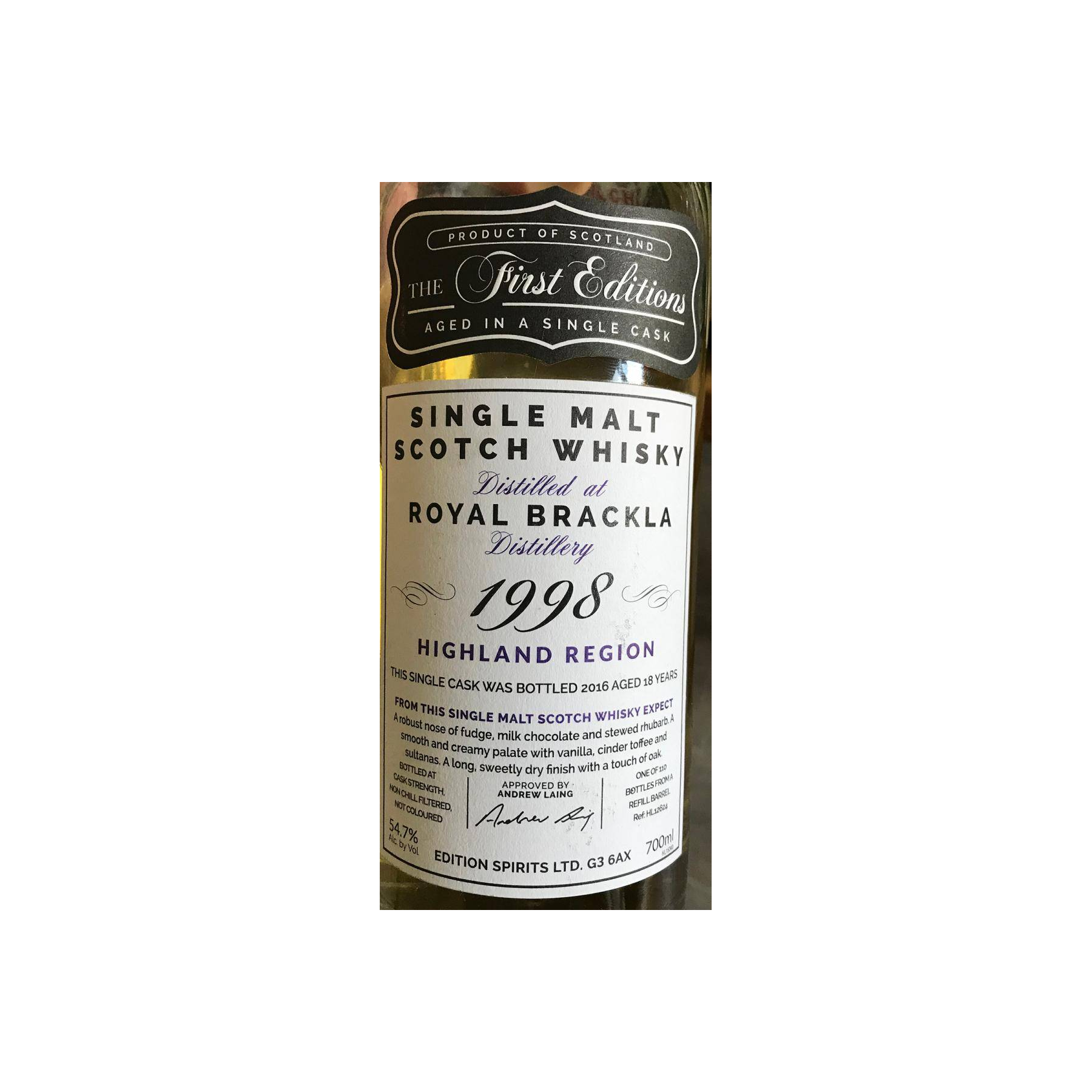 Royal Brackla The First Editions 1998 18 Years Single Malt Whisky
