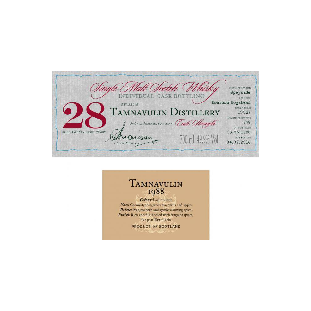 Tamnavulin Individual Cask Bottling 1988 28 Years Single Malt Whisky 2