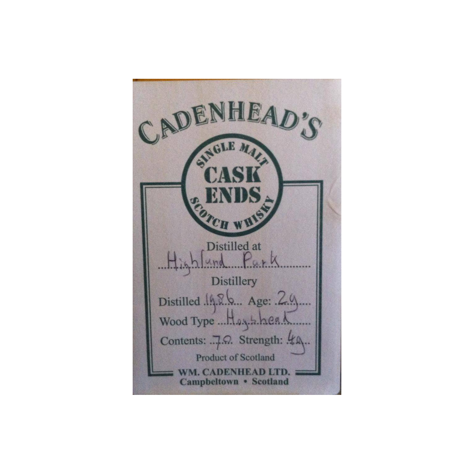 Highland Park 1986 29 Years Single Malt Whisky 3