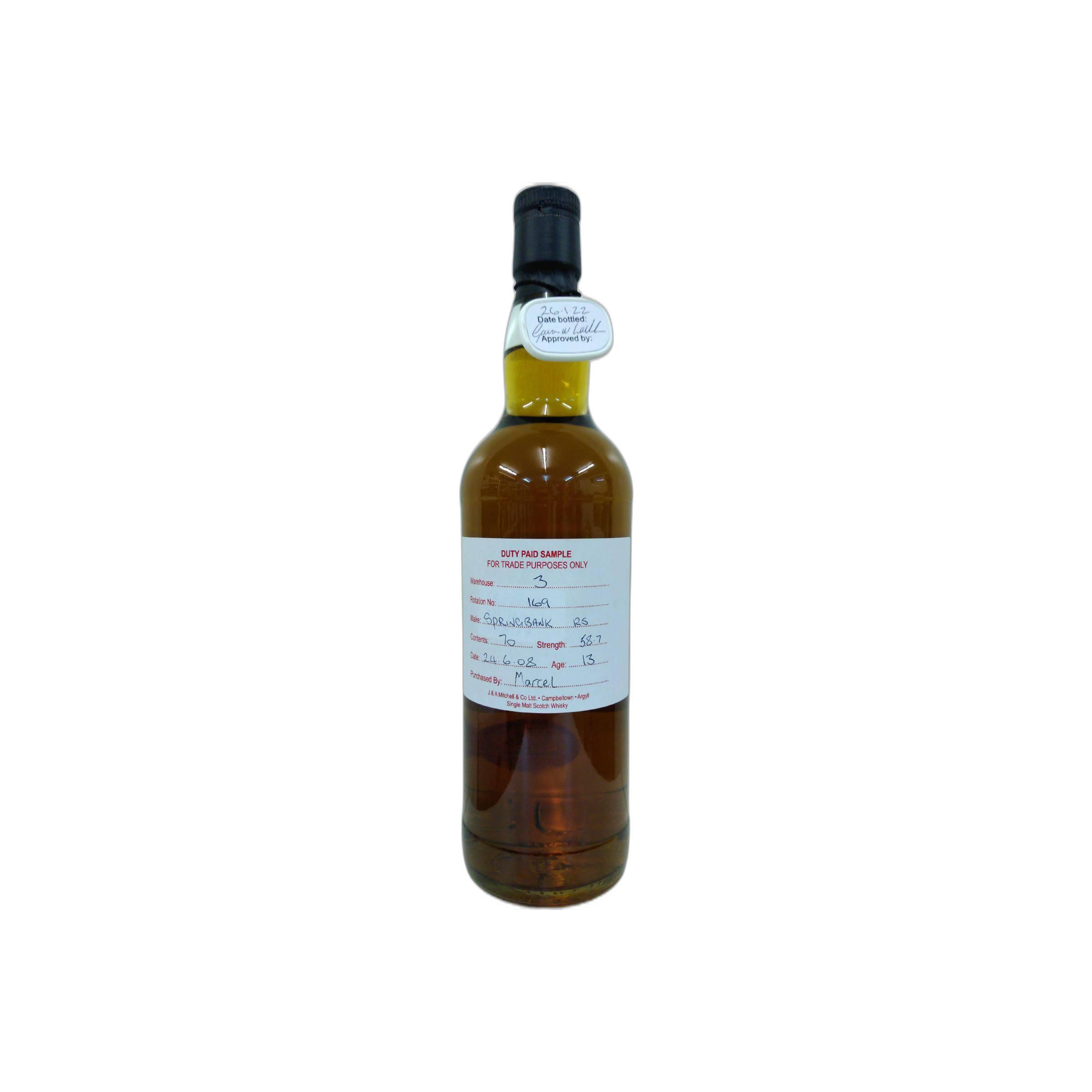 Springbank Duty Paid Sample - For Trade Purposes Only 2008 13 Years Single Malt Whisky