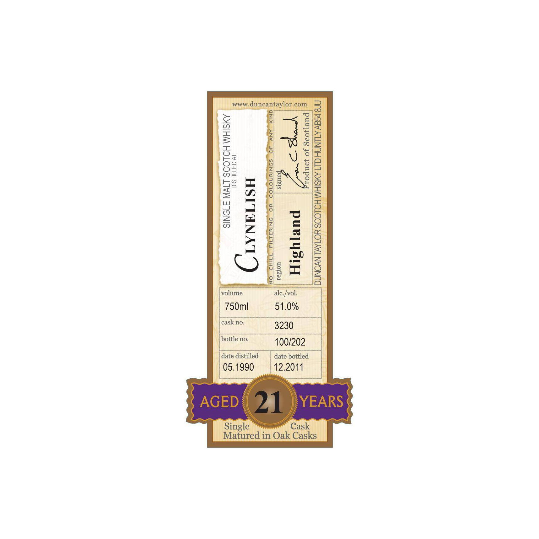 Clynelish Rare Auld 1990 21 Years Single Malt Whisky