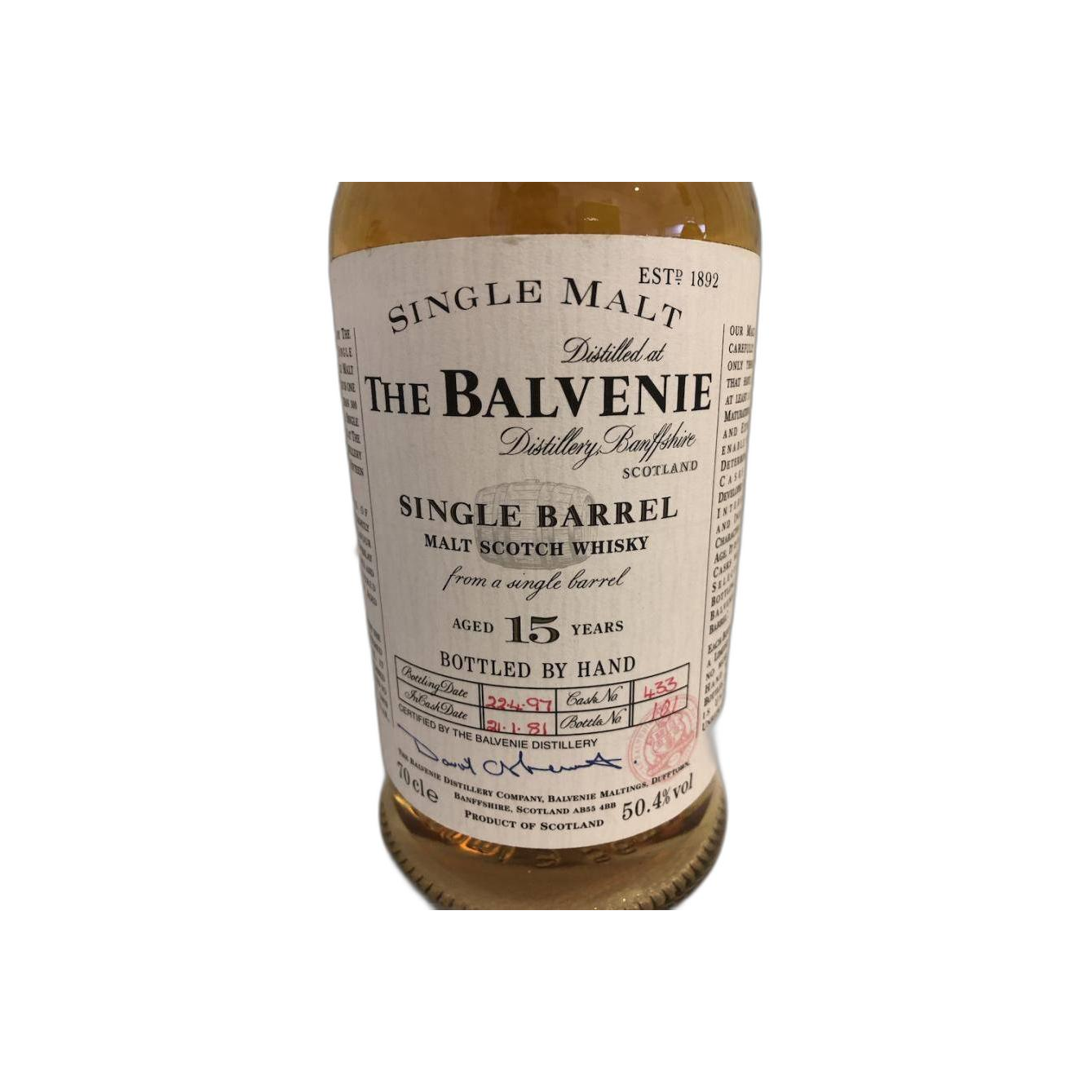 The Balvenie Single Cask 1981 15 Years Single Malt Whisky 3