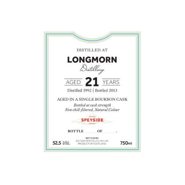 Longmorn The First Editions 1992 21 Years Single Malt Whisky