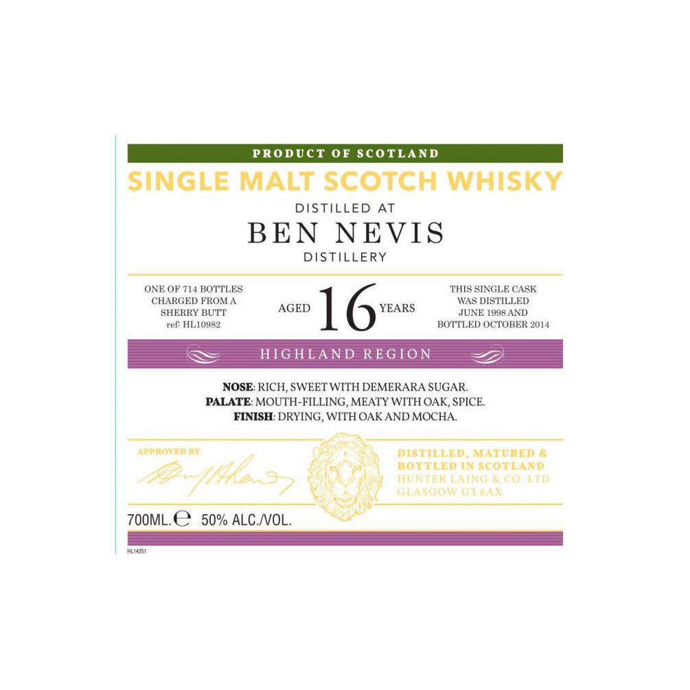 Ben Nevis Old Malt Cask 1998 16 Years Single Malt Whisky