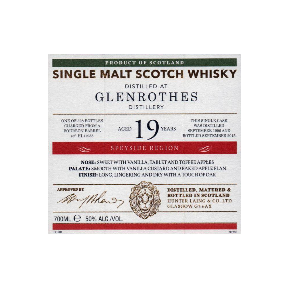 The Glenrothes Old Malt Cask 1996 19 Years Single Malt Whisky 2