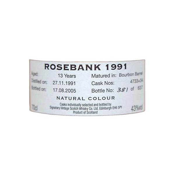 Rosebank Vintage Collection 1991 13 Years Single Malt Whisky 3