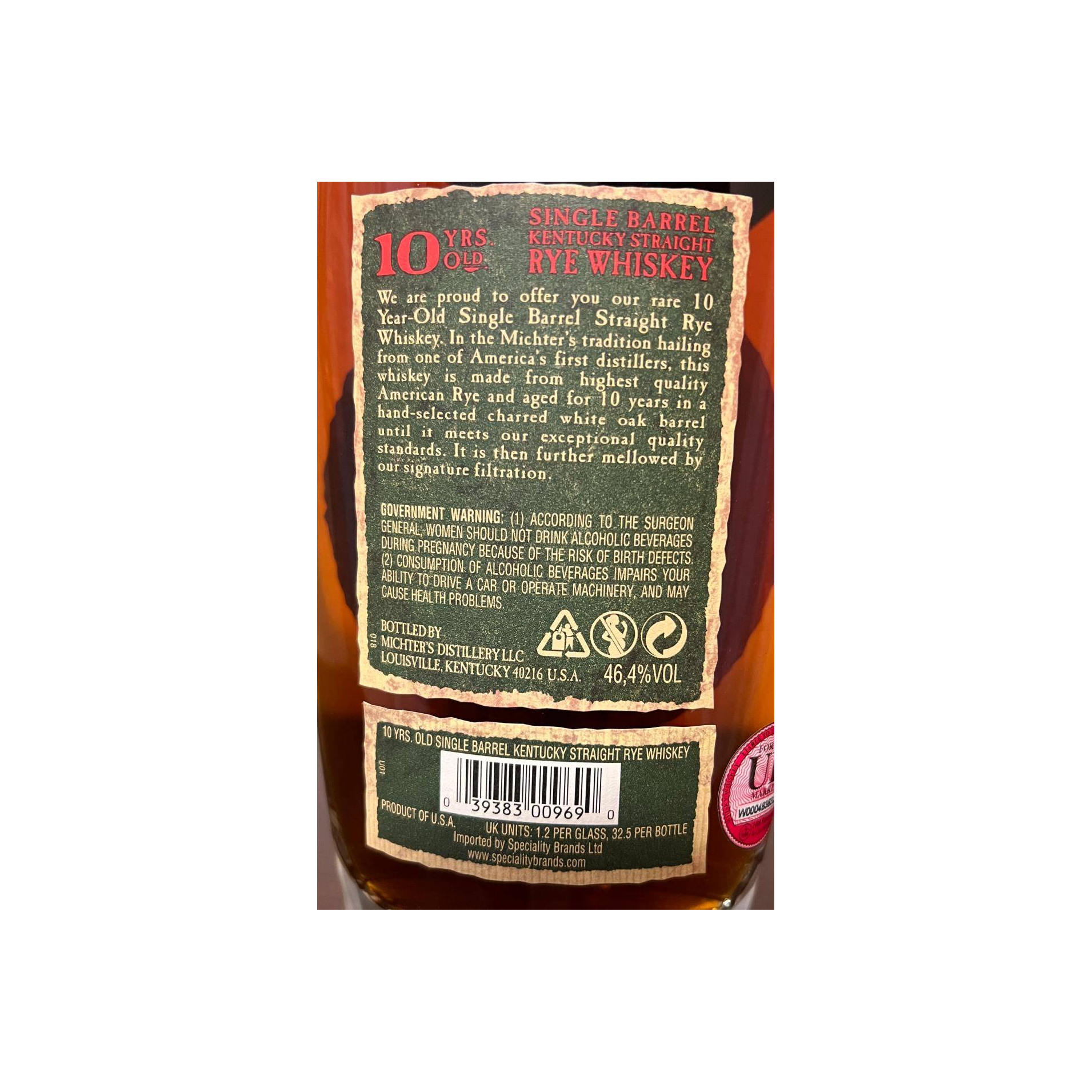 Michter's 10 Years Rye Whisky 3
