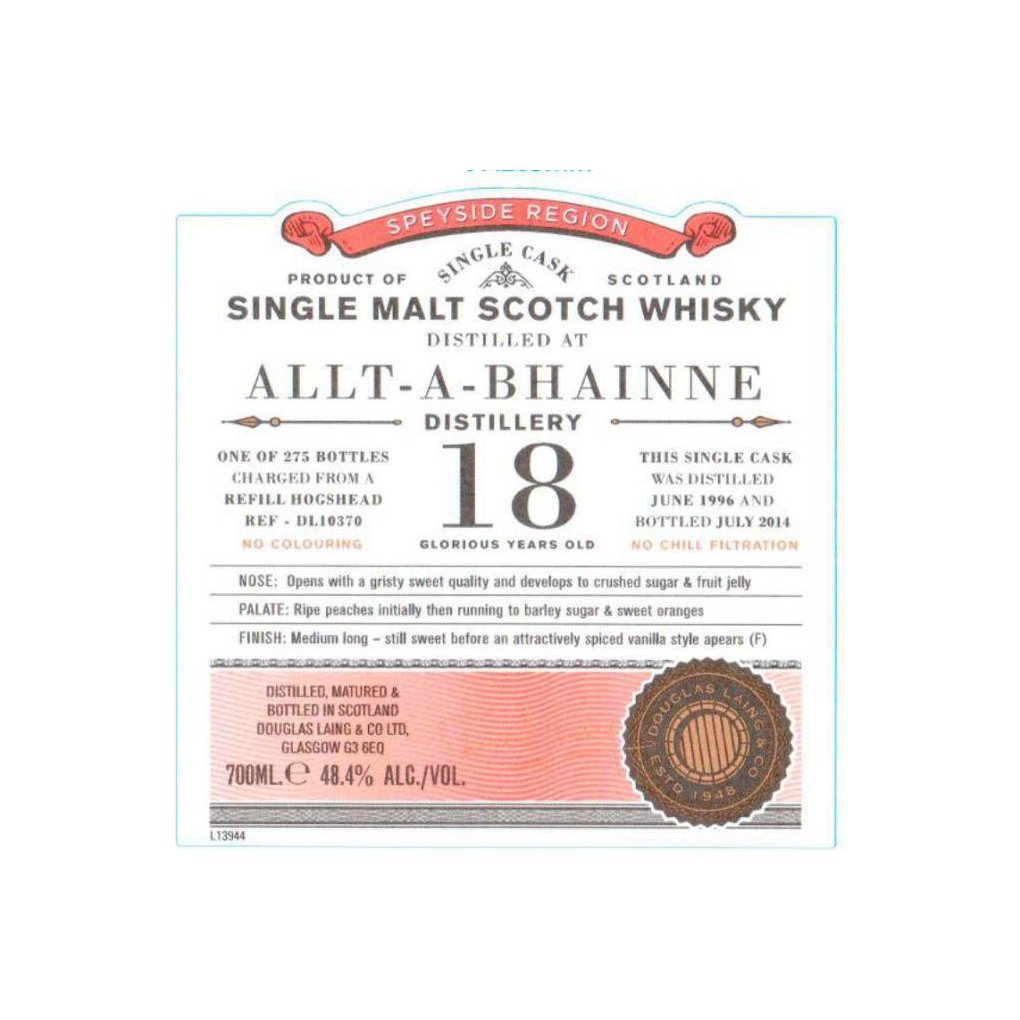 Allt-A-Bhainne Old Particular 1996 18 Years Single Malt Whisky 3