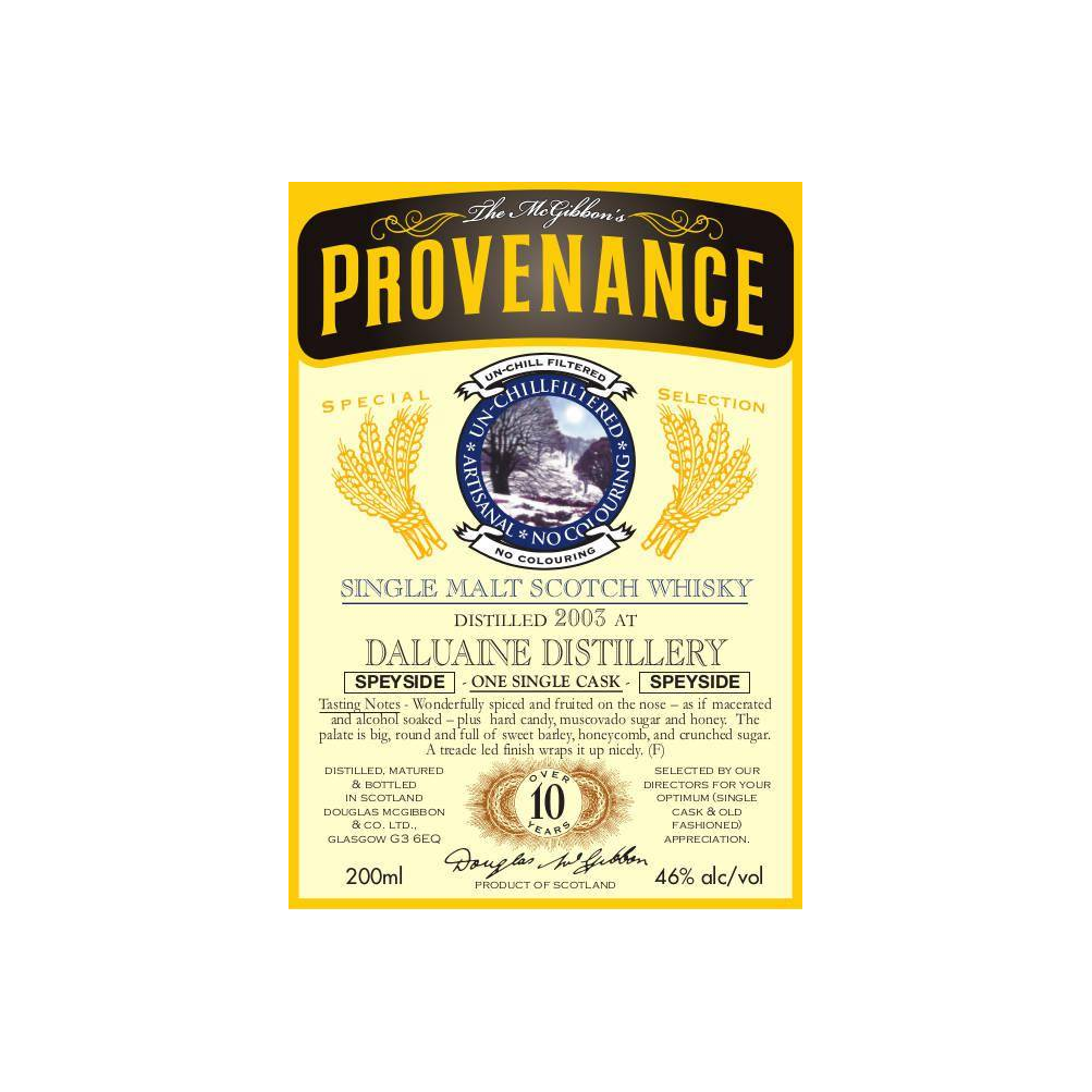 Dailuaine McGibbon's Provenance 2003 10 Years Single Malt Whisky 3