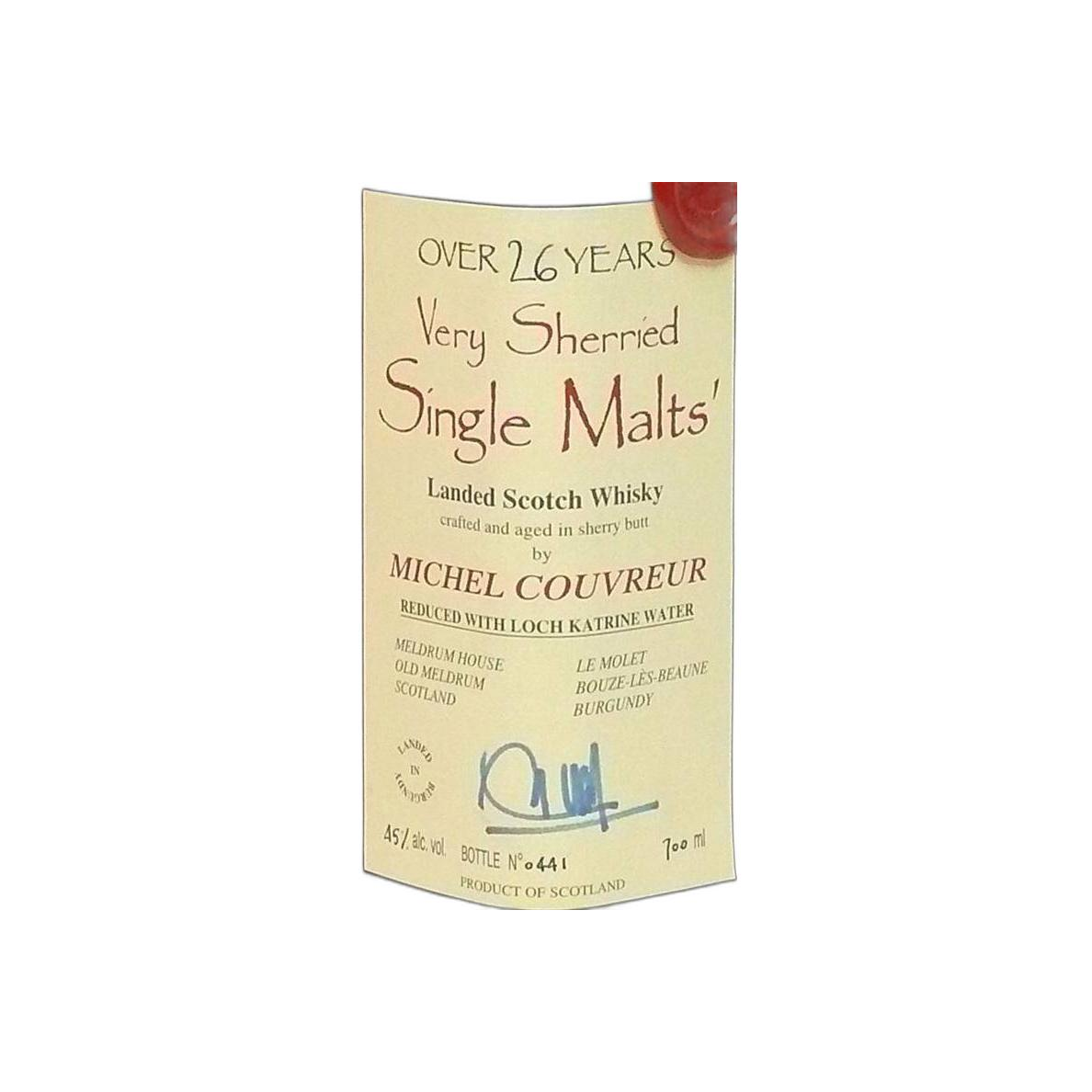 Michel Couvreur 26 Years Single Malt Whisky