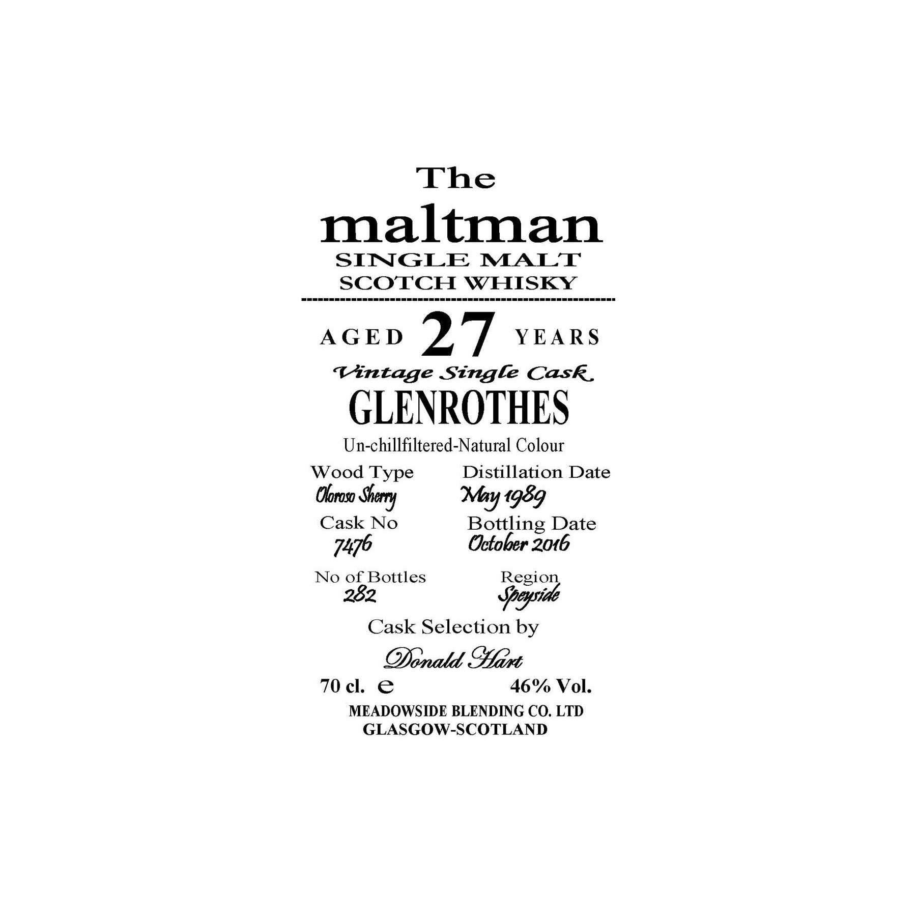 The Glenrothes 1989 27 Years Single Malt Whisky 3