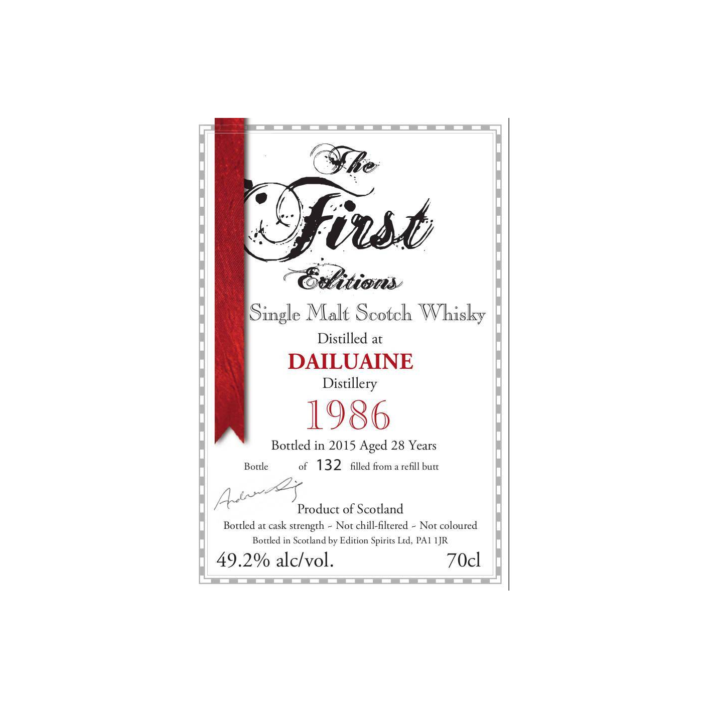 Dailuaine The First Editions 1986 28 Years Single Malt Whisky